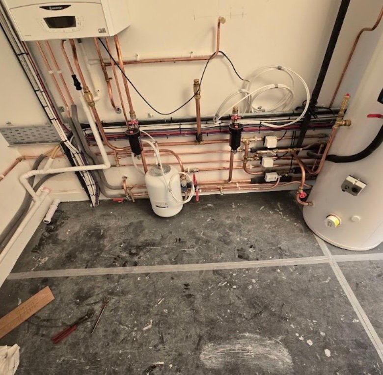 Complete boiler and heating system pipework installation